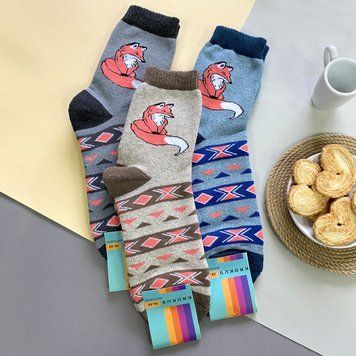 Шкарпетки жіночі, махрові, високі. Лисички. Розмір 36-40. Колір: Кольоровий мікс. 7310273600 фото